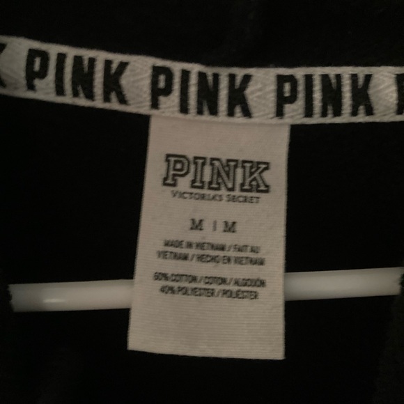Like New! Worn Once!  PINK VS Black Pink and White Zip Up Hoodie - Picture 3 of 3